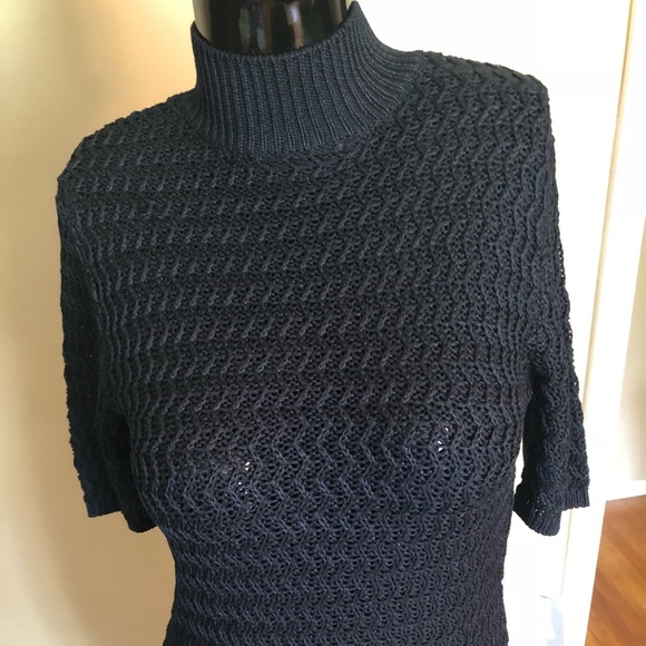 Liz Claiborne Navy Blue Short Sleeve Top, M - Picture 2 of 3